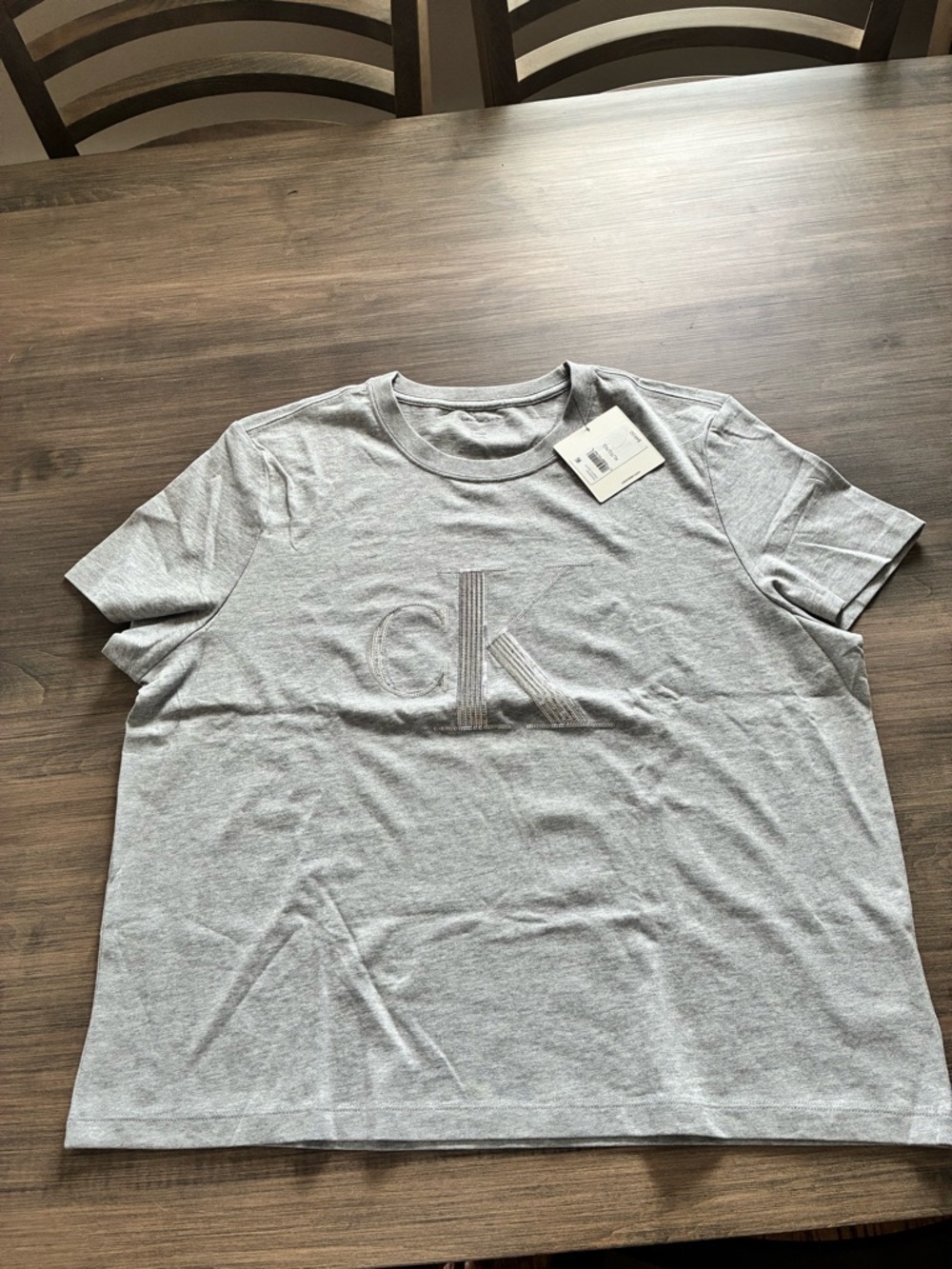 Calvin Klein Women’s Grey Logo Crew Neck T-Shirt